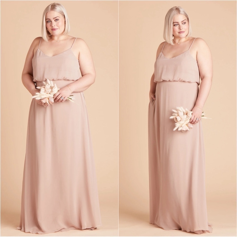 Birdy Grey Dress Gwennie Chiffon Maxi No Slit Pockets Taupe M NWT New